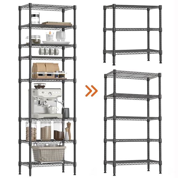 IZEUK 8 Tier 2000 lbs Storage Shelves, Separable Shelf Organizer for Pantry Closet, 23.6" W x 13.8" D x 79.5" H, Black