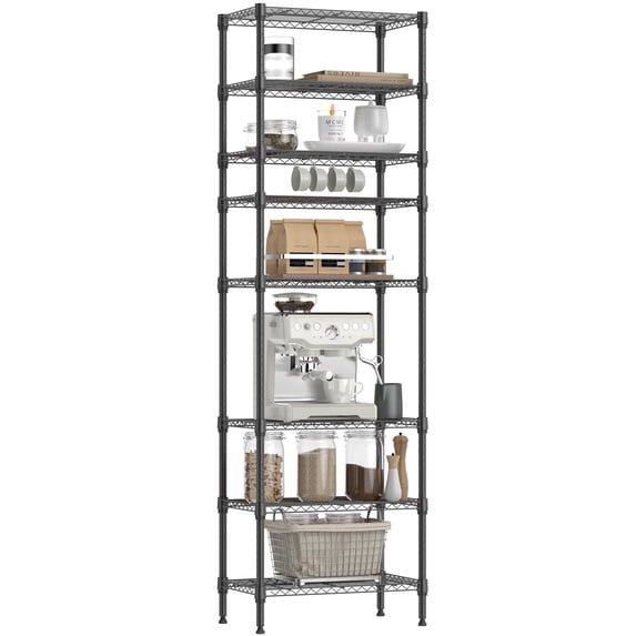 IZEUK 8 Tier 2000 lbs Storage Shelves, Separable Shelf Organizer for Pantry Closet, 23.6" W x 13.8" D x 79.5" H, Black