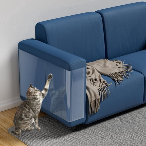 IZEYNO 12 Pcs Anti Cat Scratch Furniture Protector, Adhesive Single Side Couch Protectors, Clear PVC Cat Scratch Deterrent (16''x12'')