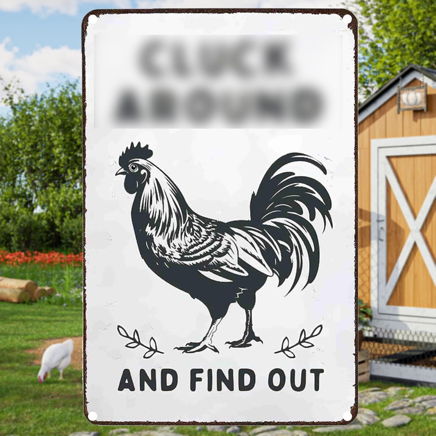 IZEYNO Tin Sign, 8 x 12 Inch Plaque Wall Decor for Farm Chicken Coop Farmhouse