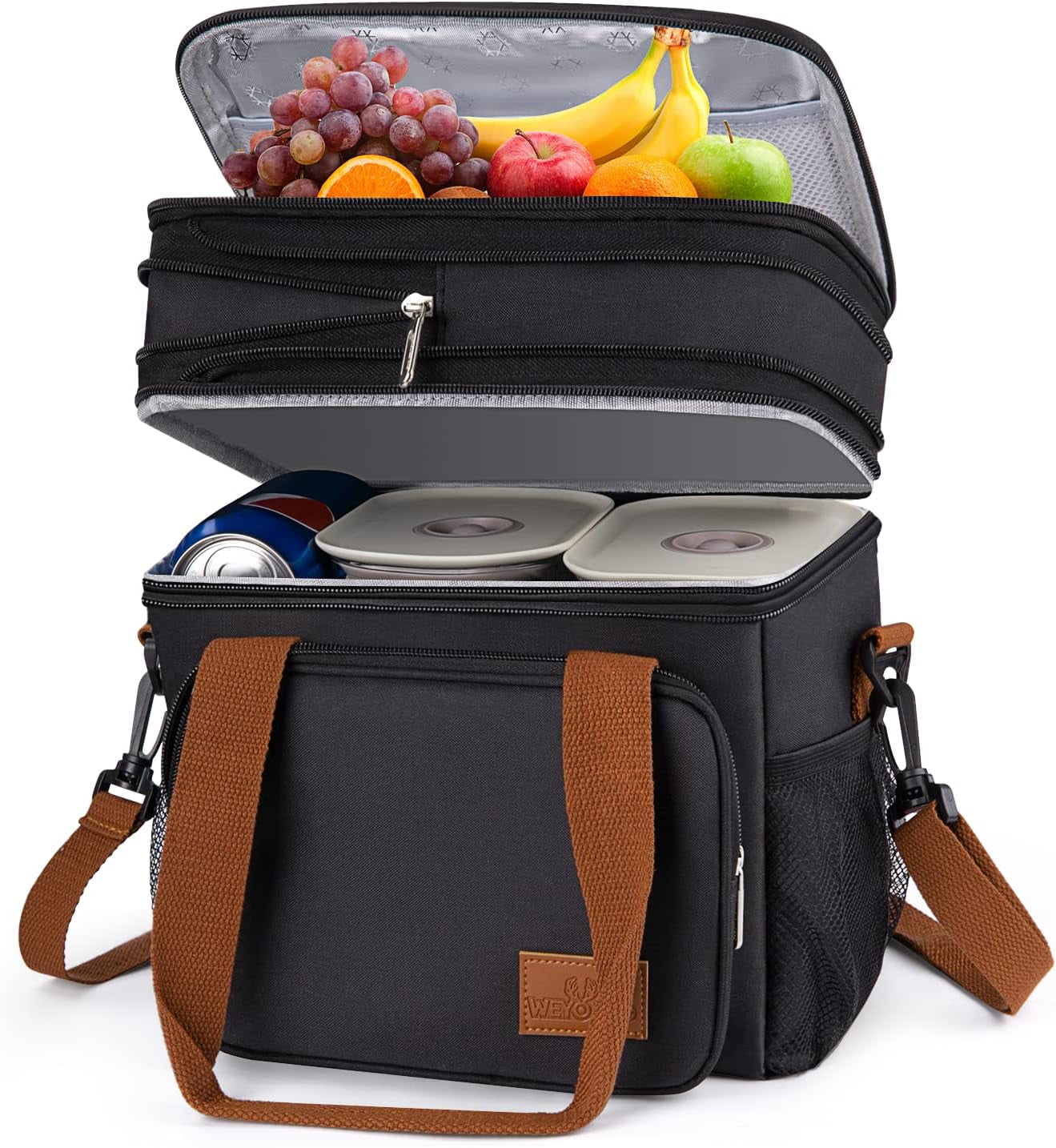 IZEYNO Lunch Box for Men Women, Expandable Double Deck Lunch Cooler Bag ...