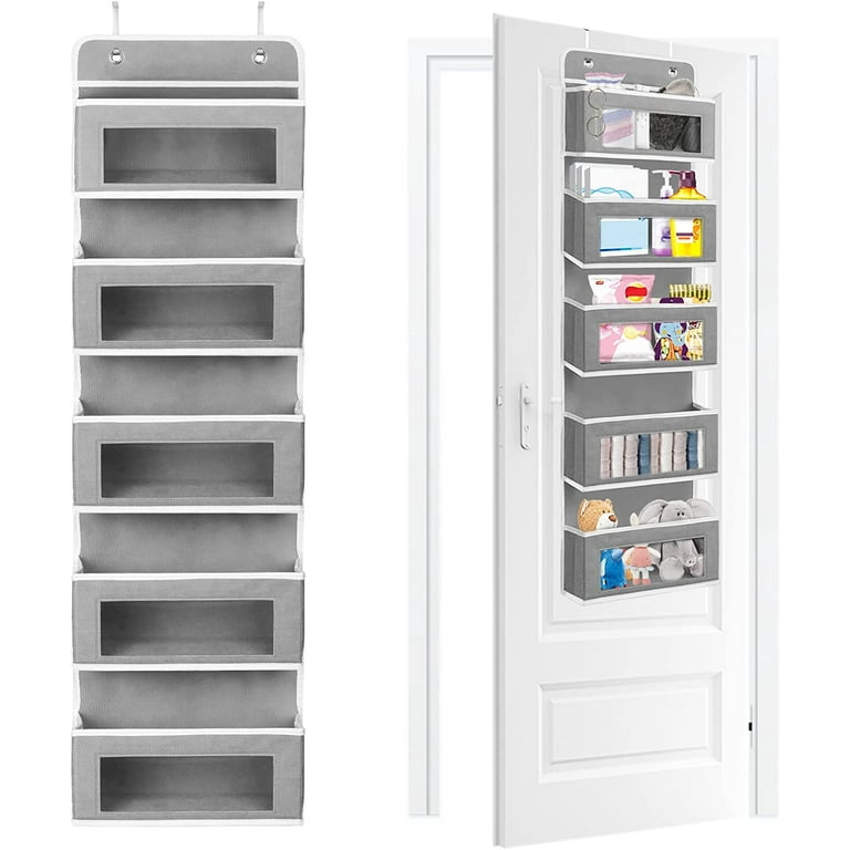 IZEYNO Over The Door Organizer 5 Large Pockets Clear Window 2 Metal Hooks for Various Rooms Walmart