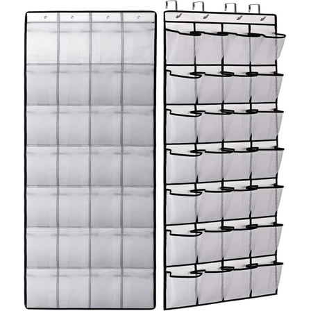 IZEYNO Over the Door Shoe Organizer, 28 Mesh Pockets Hanging Shoe Organizer for Closet, White, 1 Pack