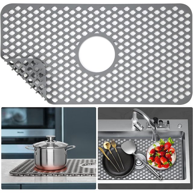 IZEYNO Sink Silicone Mat Protector 24.8"x 13" Sink Grid for Farmhouse
