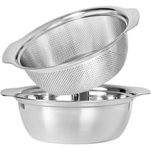IZEYNO Stainless Steel Colander Set, Includes 2QT Mixing Bowl and Kitchen Strainer with Handle