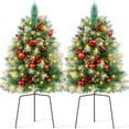 thumbnail image 1 of Yexmas 2PCS Small Outdoor Christmas Trees with LED Lights,30" Artificial Xmas Decora for Porch,Yard,Pathway,Garden,PVC, 1 of 9