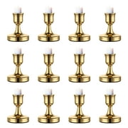 IZNEN Candlestick Taper Candle Holders - Gold Candle Stick Candle Holder Decorative Table Centerpiece for Wedding Reception Christmas Halloween Candlelight Dinner Bridal Showers Party Decor Set of 12