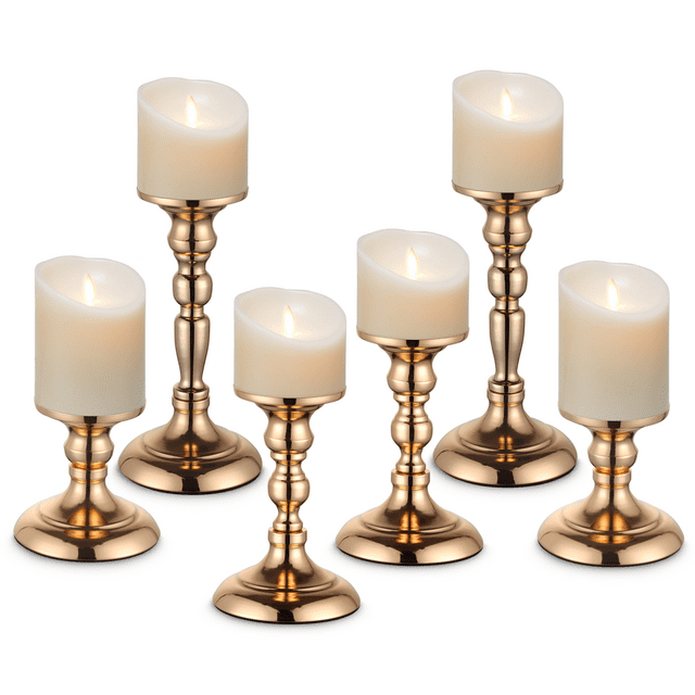 IZNEN Metal Gold Candle Holder for 3" Pillar Candles Candlesticks for