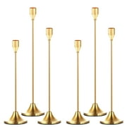 IZNEN Metal Gold Taper Candle Holder Candlestick Holders for Wedding, Dinning, Party, Decorative Candelabra Fits 3/4 inch Thick Candle & Led Candles (Set of 6 Pcs)