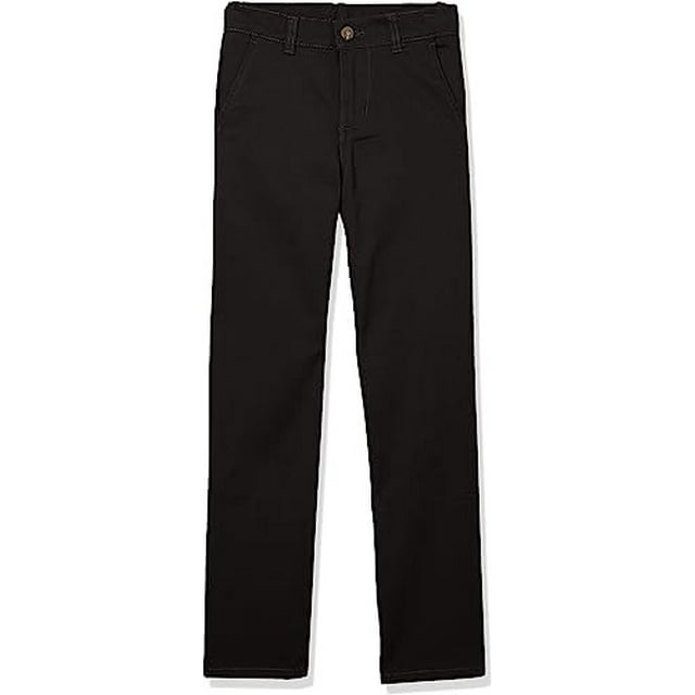 IZOD BLACK Boys' School Uniform Flat Front Twill Pants, US 20 Husky