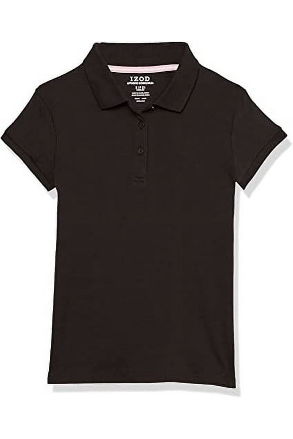 BLACK Girls' School Uniform Short Sleeve Interlock Polo Shirt, US 12-14