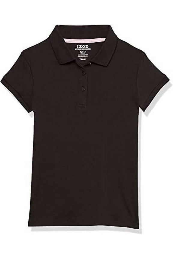 BLACK Girls' School Uniform Short Sleeve Interlock Polo Shirt, US 8-10