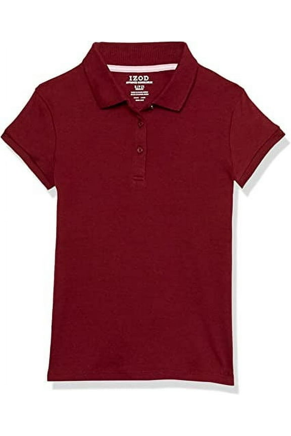 BURGUNDY Girls' School Uniform Short Sleeve Interlock Polo Shirt, US 4T