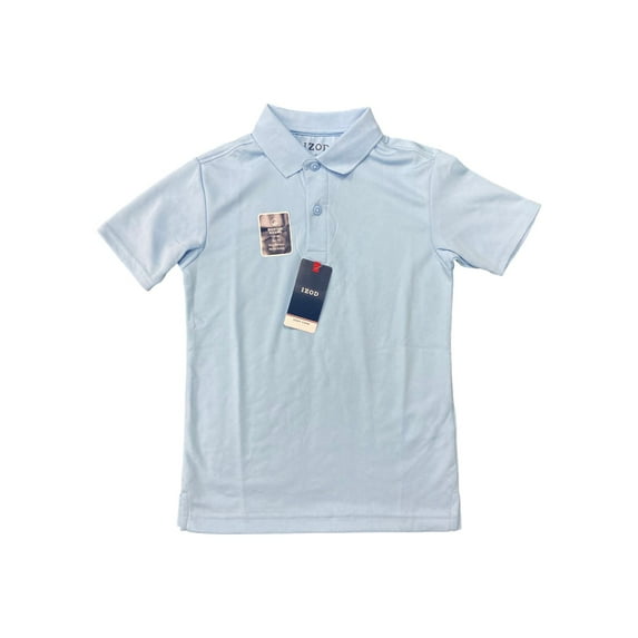 IZOD Boy's Moisture Wicking UPF 50+ Snag Resistant Short Sleeve School Polo (Light Blue, S (8))