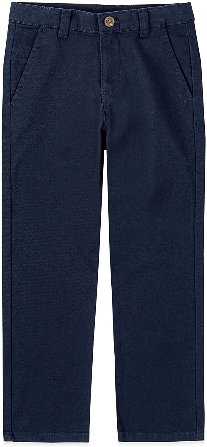 IZOD Boys School Uniform Flat Front Twill Pants 5 Navy