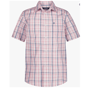 IZOD Boys Short Sleeve Button-Down Plaid Dress Shirt Large