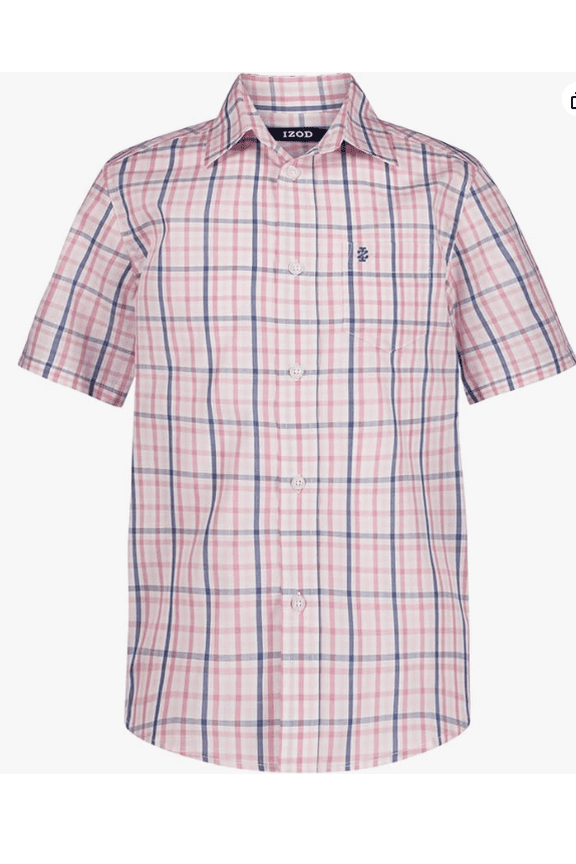 Boys' Short Sleeve Button-Down Plaid Dress Shirt (Small)