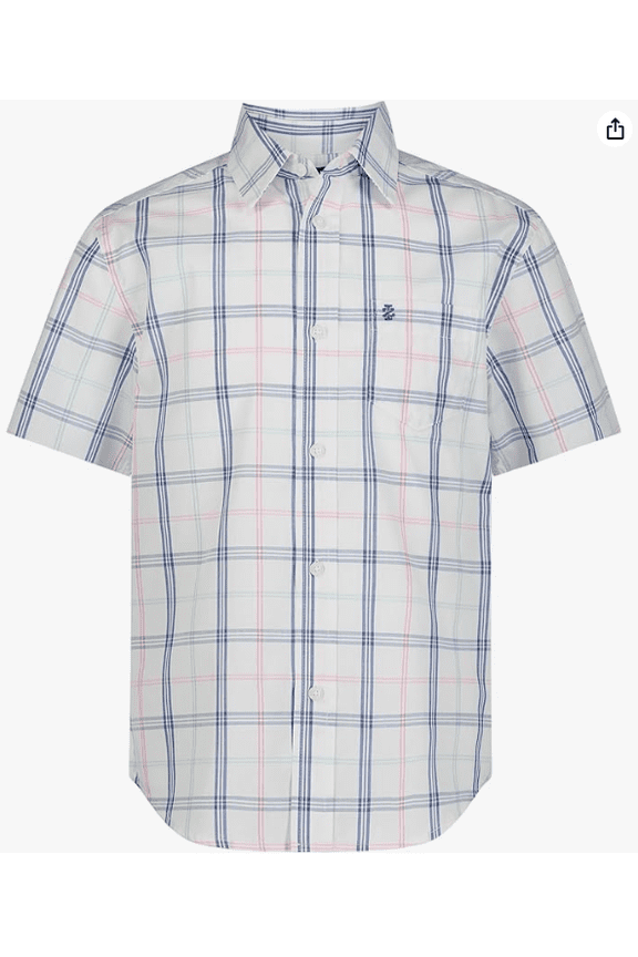 Boys' Short Sleeve Button-Down Plaid Dress Shirt (Small)