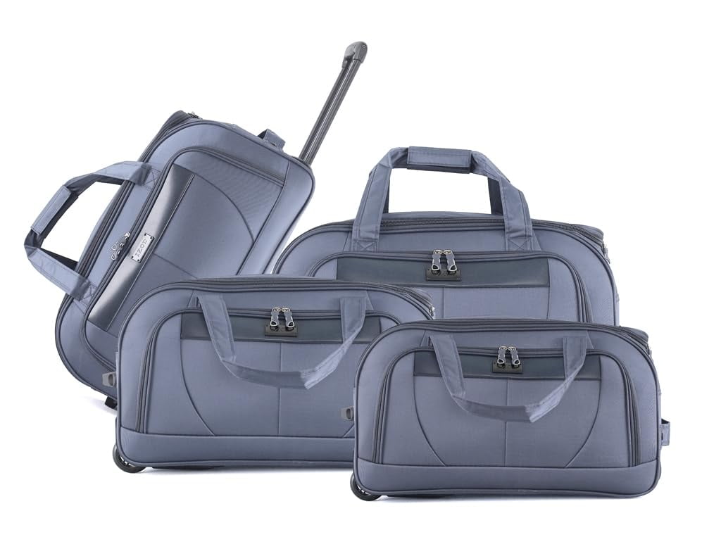 IZOD Lightweight 4 Piece Duffel Rolling Bag Set with Wheels and