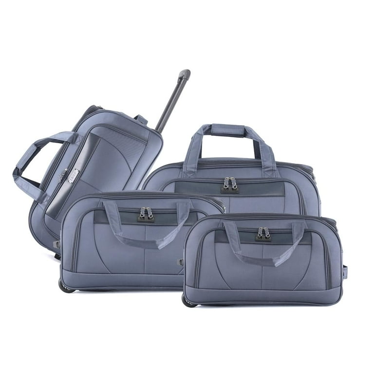 IZOD Lightweight 4 Piece Duffel Rolling Bag Set with Wheels and