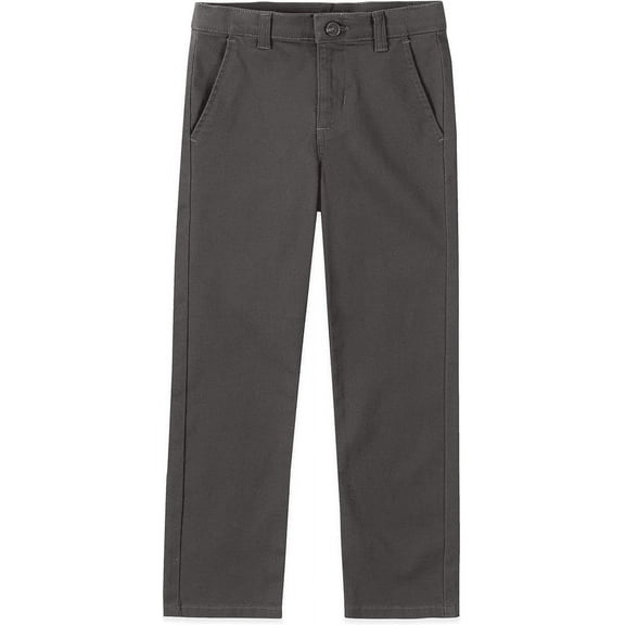IZOD GREY Boys' Flat Front Comfort Waistband 5 Pockets Pants, US 18 Husky