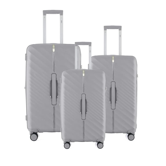 IZOD Gail Polycarbonate Luggage Set - 360-Degree Dual Spinning Wheels - Water-Resistant Nylon Zippers - Mounted Combination Lock - Combo Lock 28", 24", 20" - 3 Piece Luggage Set (Slate Grey)