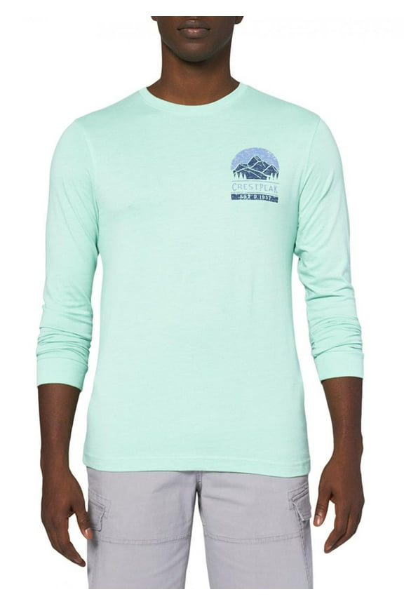 Graphic Tees Long Sleeve Crest Peak Graphic T-Shirt, Ocean Wave, 2XL