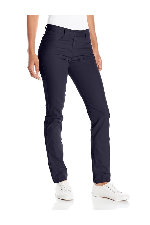 Junior Girl's Easy Care Wrinkle Resistant Stretch Schoolwear Skinny Pant (Navy, 5)