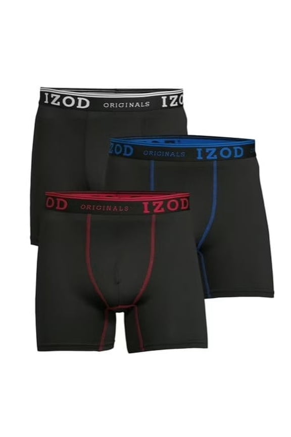 M Polyester Stretch Waistband Men's Boxer Briefs, Black (3-Pack)