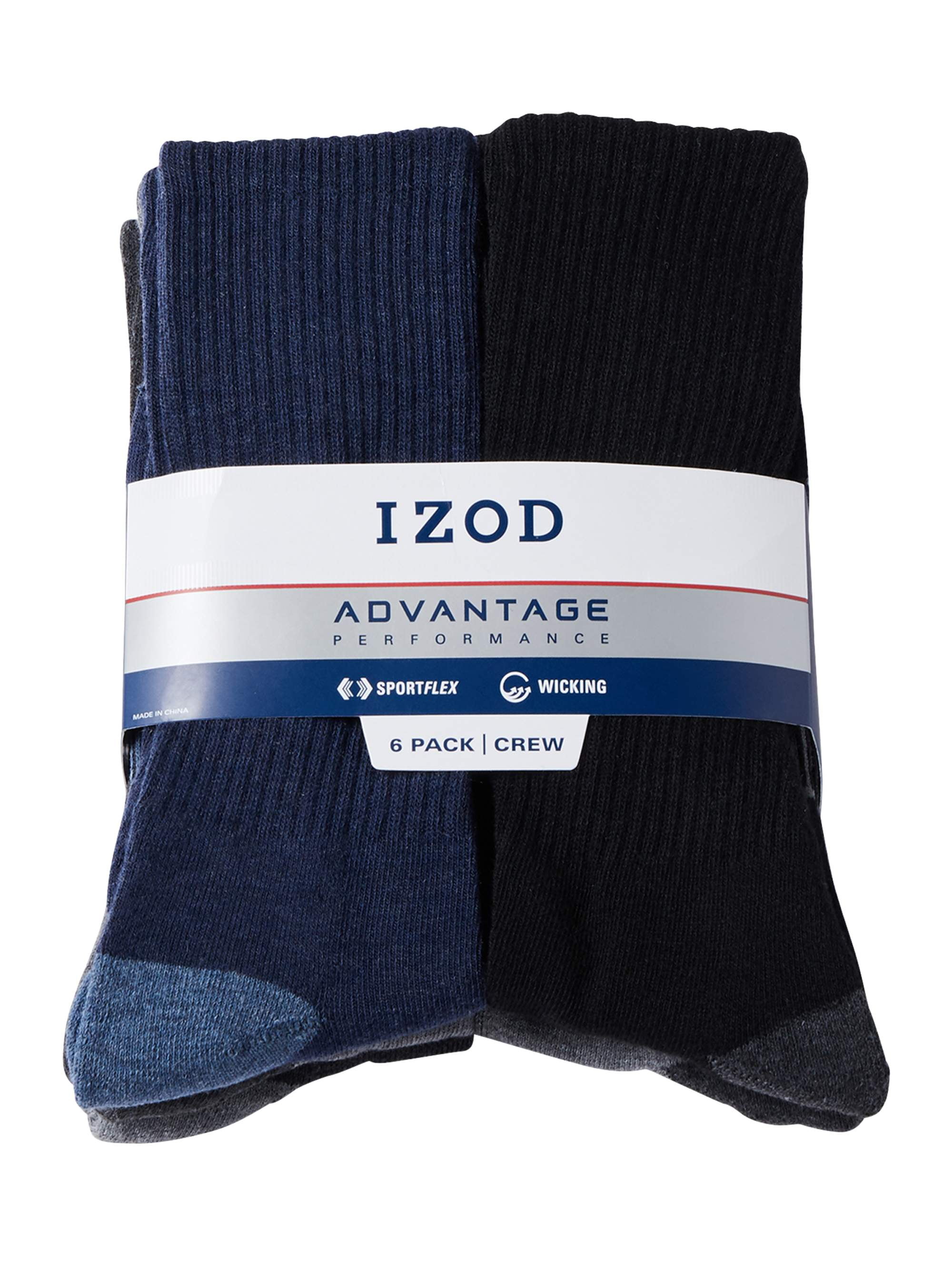 IZOD Men?s Advantage Performance Crew Socks, 6Pack