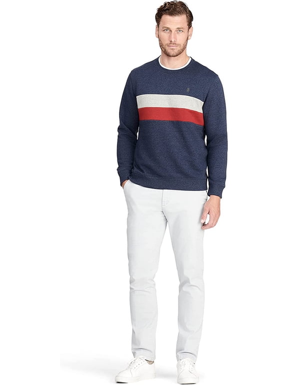 Men's Advantage Performance Crewneck Fleece Pullover Sweatshirt, Peacoat Tri-Color, Small