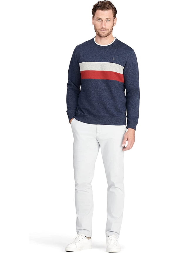 Men's Advantage Performance Crewneck Fleece Pullover Sweatshirt, Peacoat Tri-Color, Small