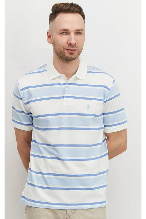 Men's Advantage Performance Short Sleeve Stripe Polo, Bright White, L