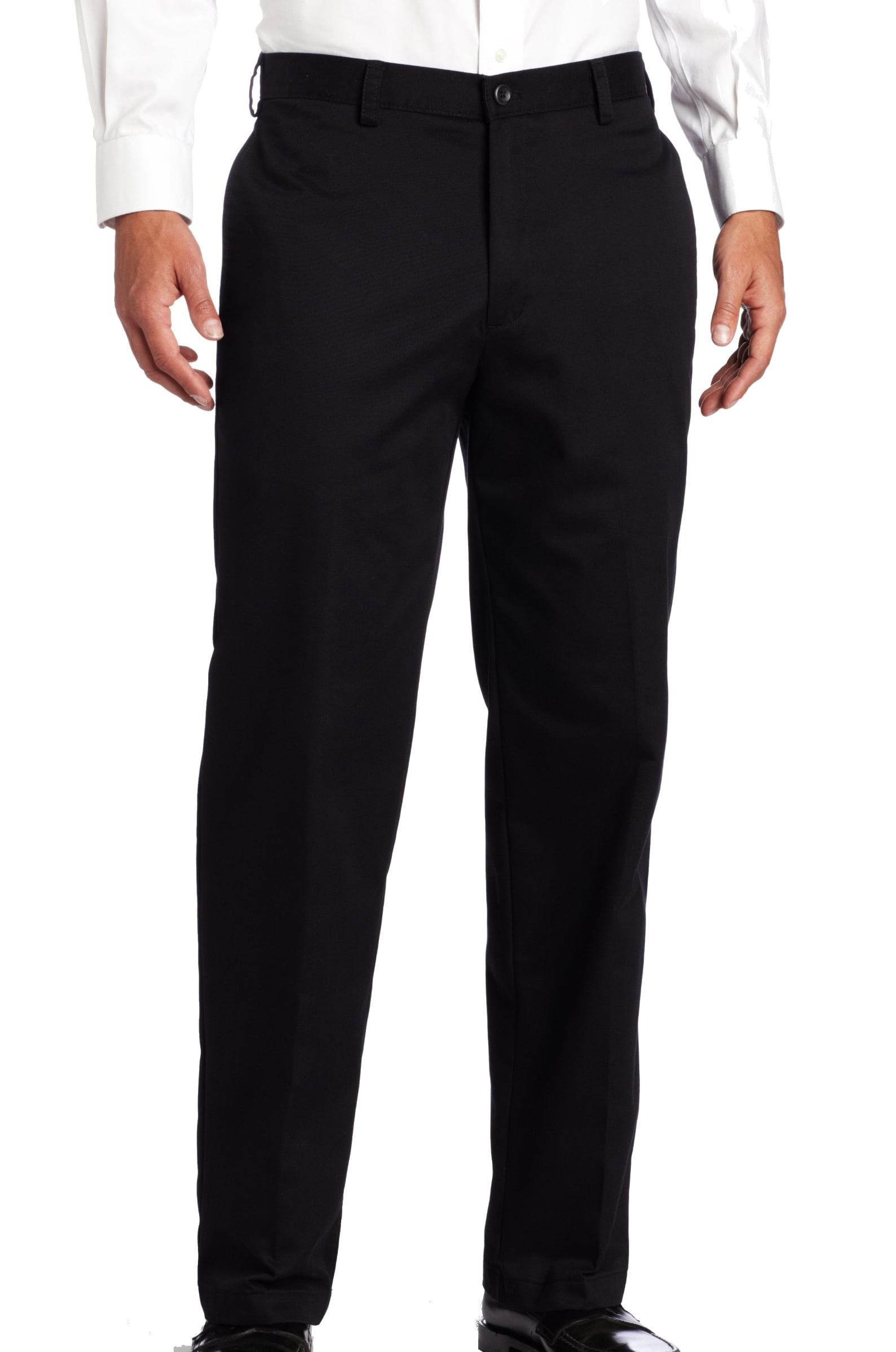 IZOD Men's American Chino Flat Front Classic Fit Pant, Black, 36W x 30L