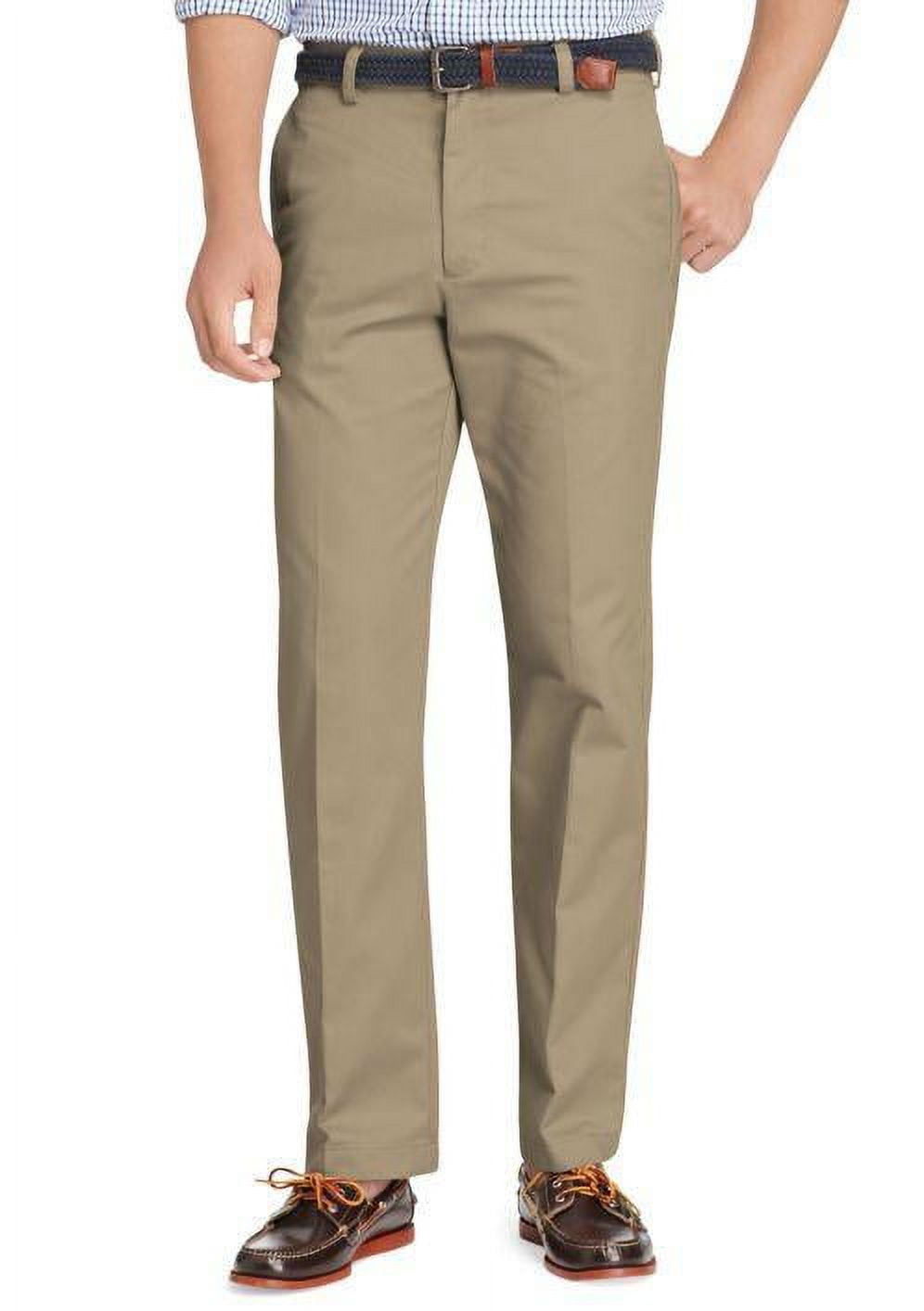 IZOD Men's American Chino Flat Front Straight Fit Pant, Khaki, 36W x
