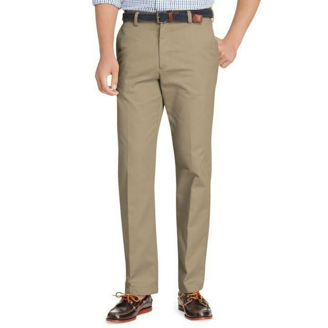IZOD Men's American Chino Flat Front Straight Fit Pant, Khaki, 36W x ...