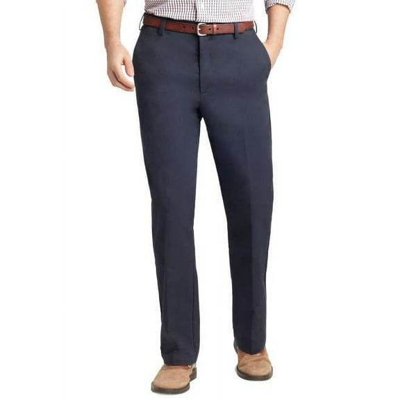 IZOD Men's American Chino Flat Front Straight Fit Pant, Navy, 36W x 29L