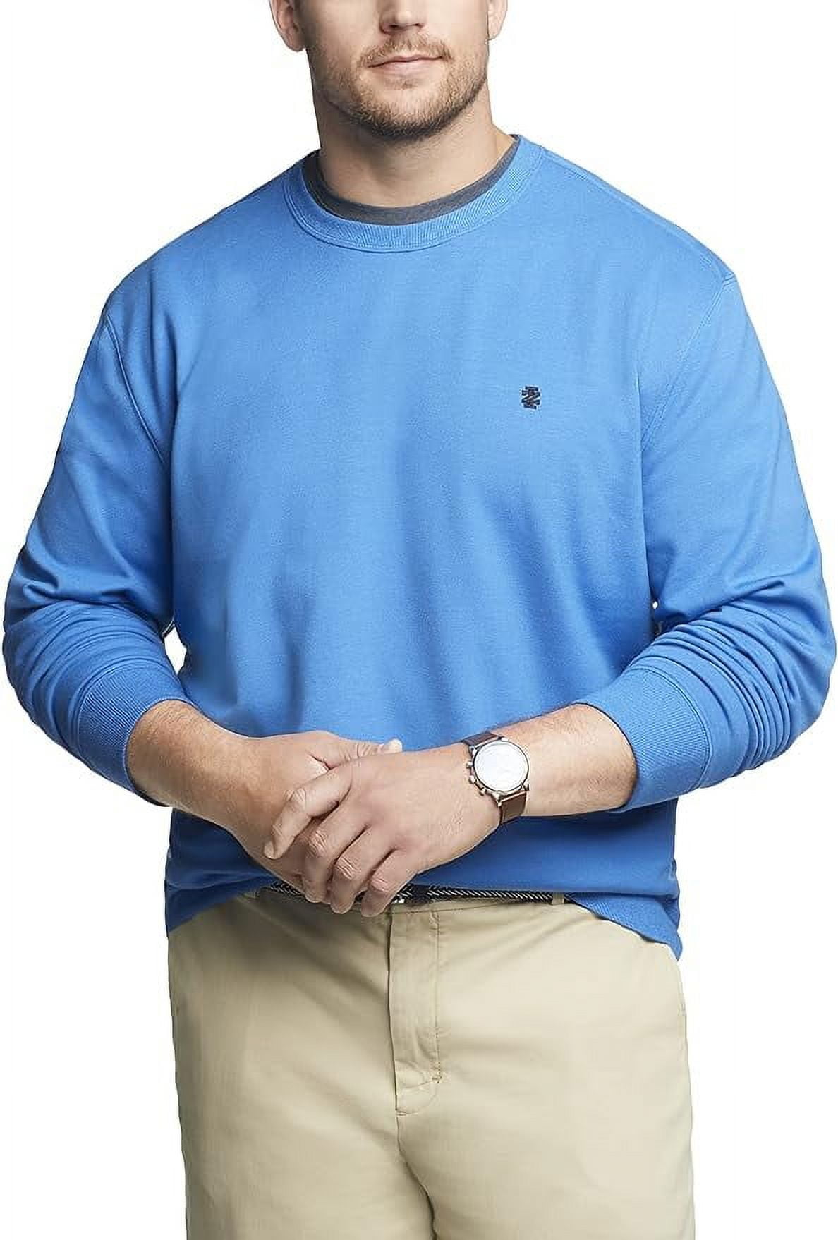 IZOD Men s Big Advantage Performance Crewneck Fleece Pullover Sweatshirt Nautical Blue X Large Tall Walmart