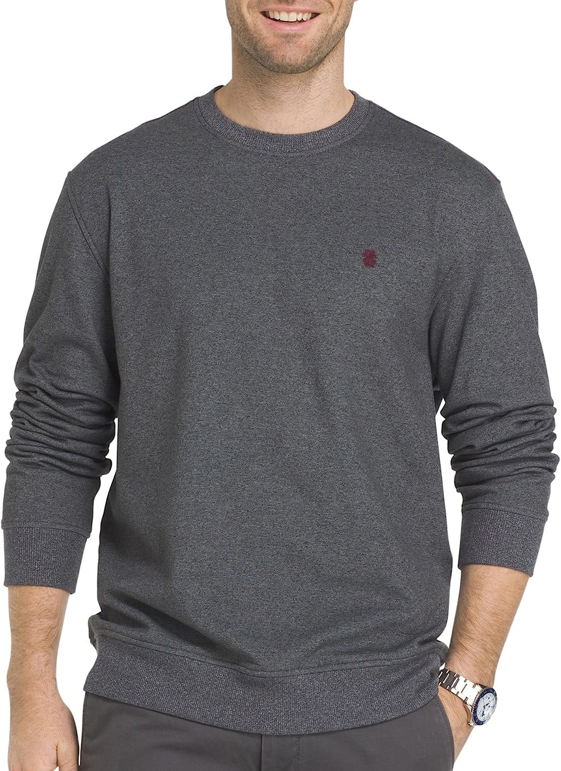 IZOD Men's Big Advantage Performance Crewneck Fleece Sweatshirt, Cinder