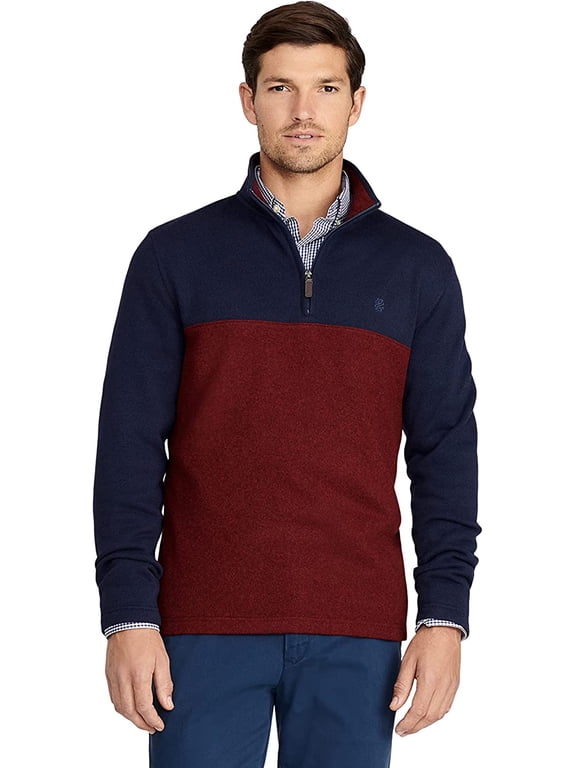 Men's Classic Fit Quarter Zip Sweater Fleece Pullover, Port Royale HTR CB, Small
