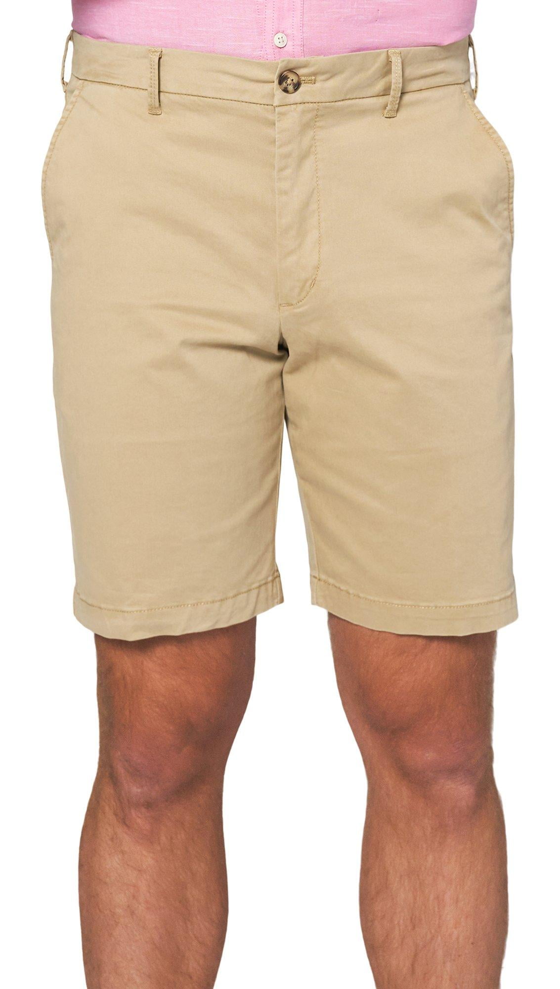 IZOD Men's Classic Saltwater Flat Front Chino Short, Cedarwood Khaki