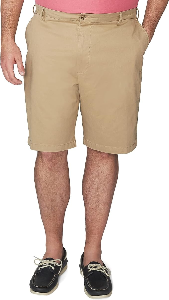 IZOD Men's Classic Saltwater Flat Front Chino Short, Cedarwood Khaki