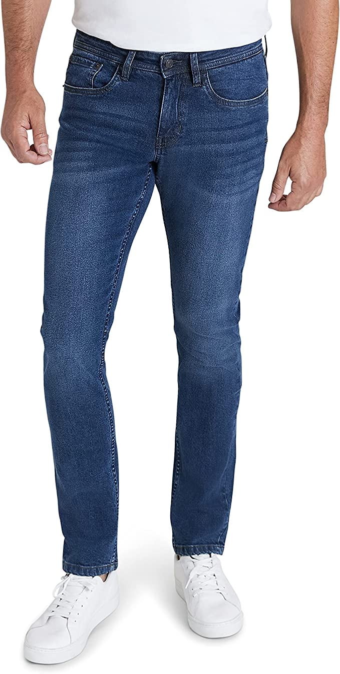 IZOD Men's Denim Jeans - Ultrasoft Stretch Denim Straight Fit Jeans for ...