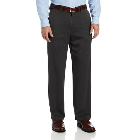 IZOD Men's Dress Pants Flat Front Straight Leg Performance (Gray, 36x30)