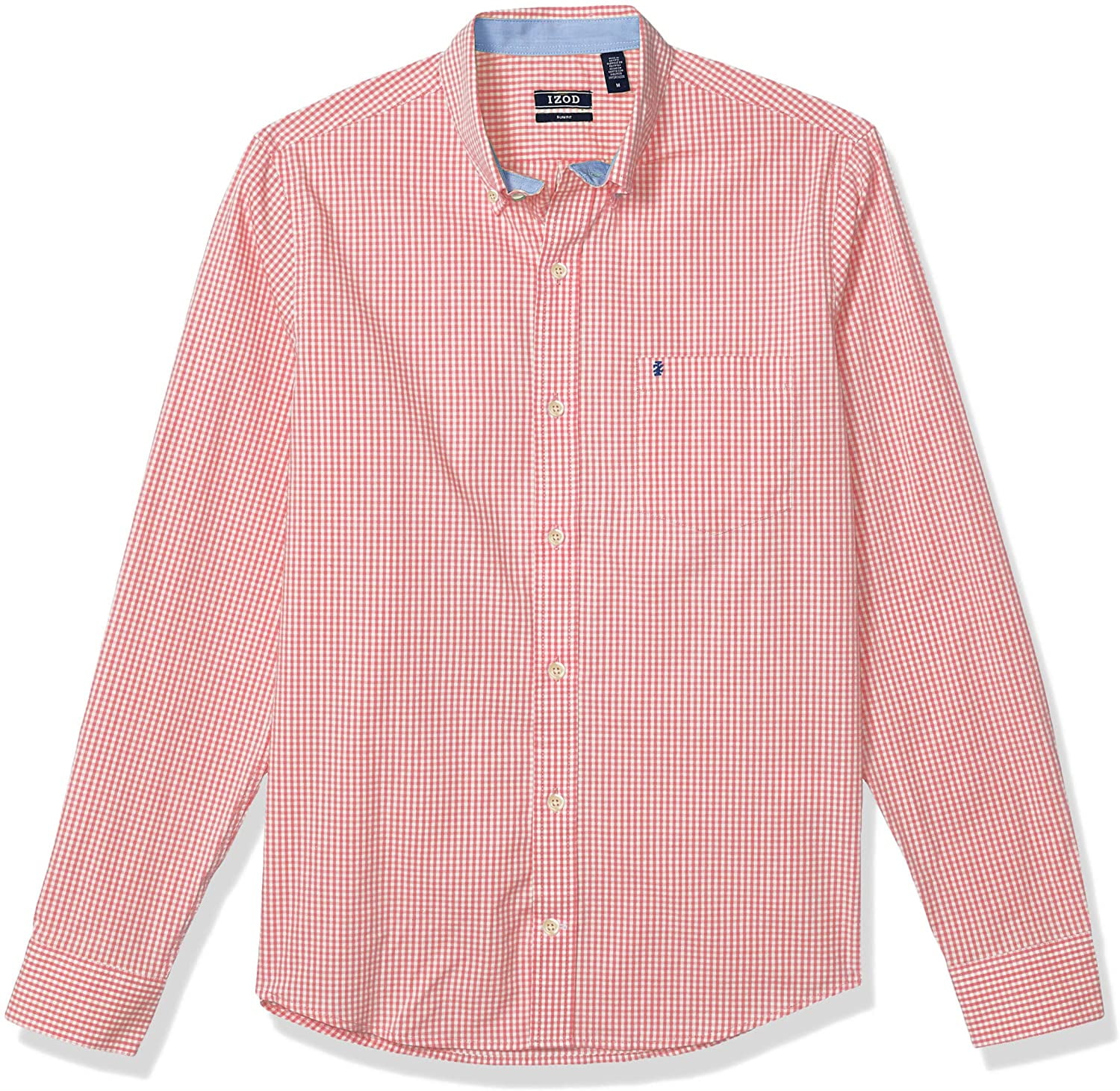 IZOD Men's Fit Button Down Long Sleeve Stretch Performance Gingham
