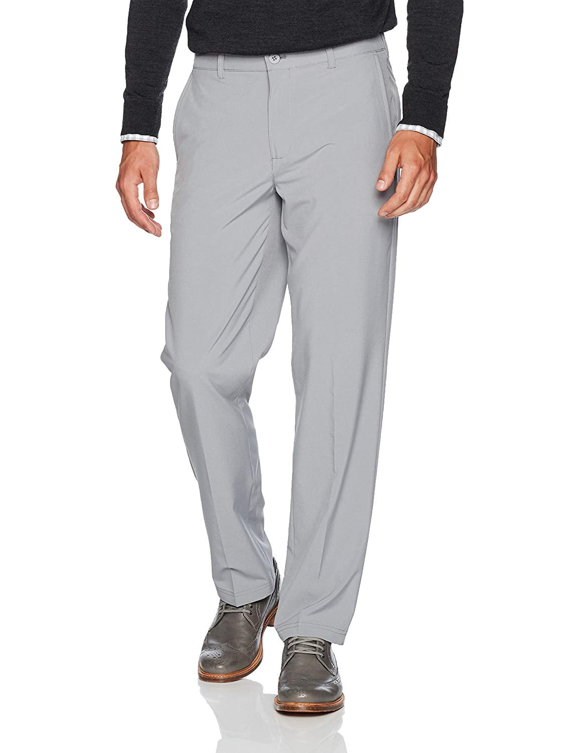 IZOD Men's Golf Swing Flex Stretch Flat Front Pant, Cinder Block, 42W X