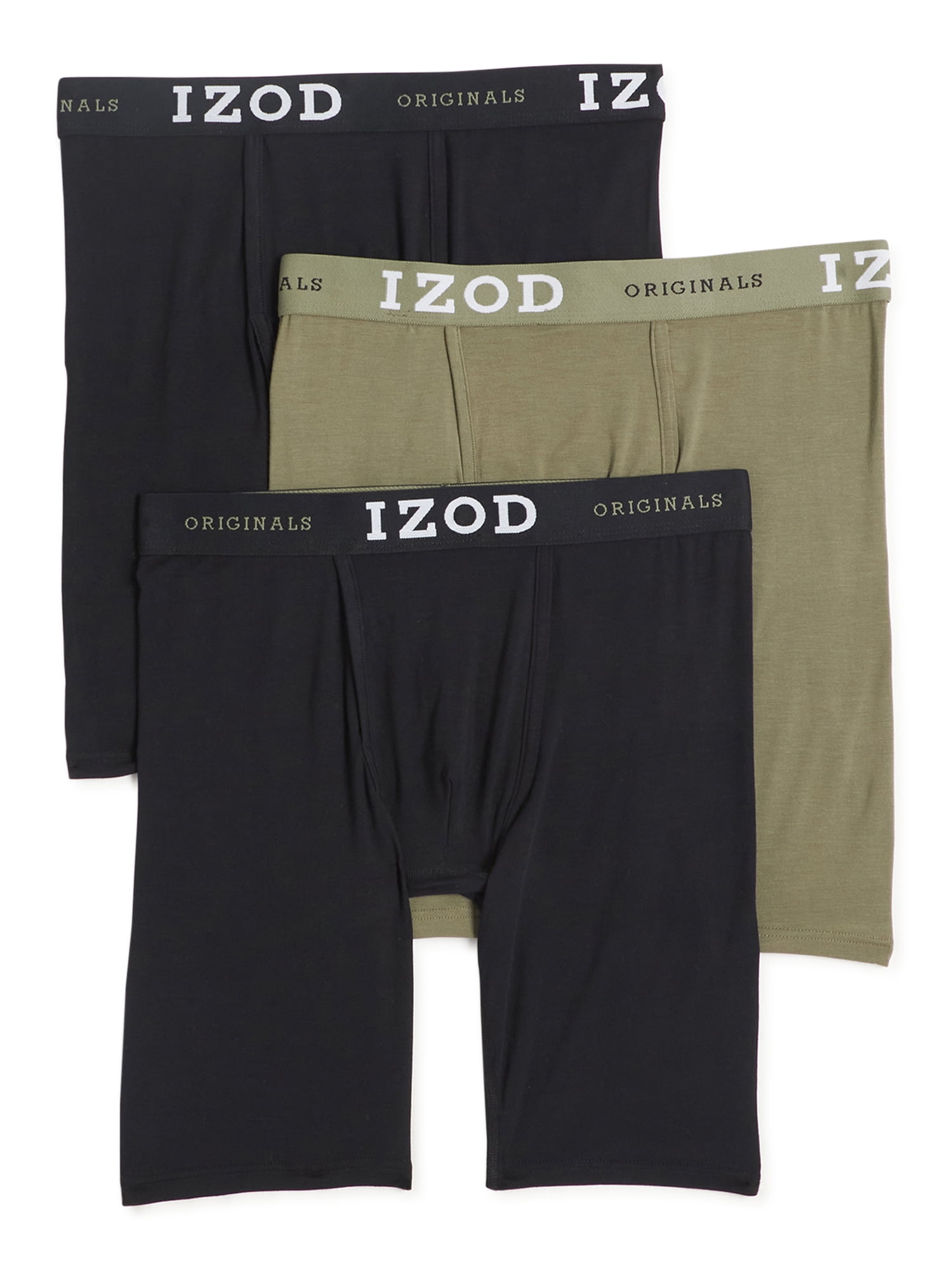 IZOD Men's Long Leg Boxer Brief Underwear, 3-Pack, 9