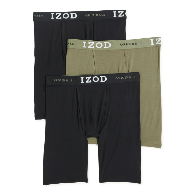 IZOD Men's Long Leg Boxer Brief Underwear, 3-Pack, 9