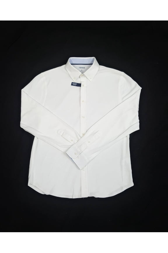 Men's Long Sleeve Button Down Shirt, Bright White, Medium