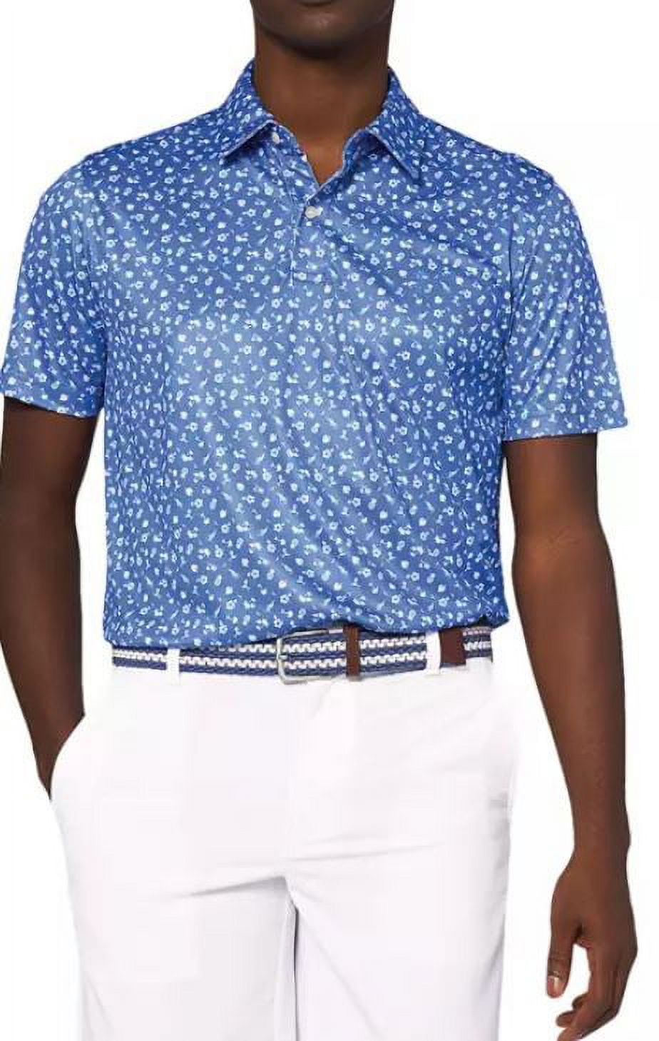 IZOD Men's Micro Print Golf Polo Shirt, Nebulas Blue, 2X-Large